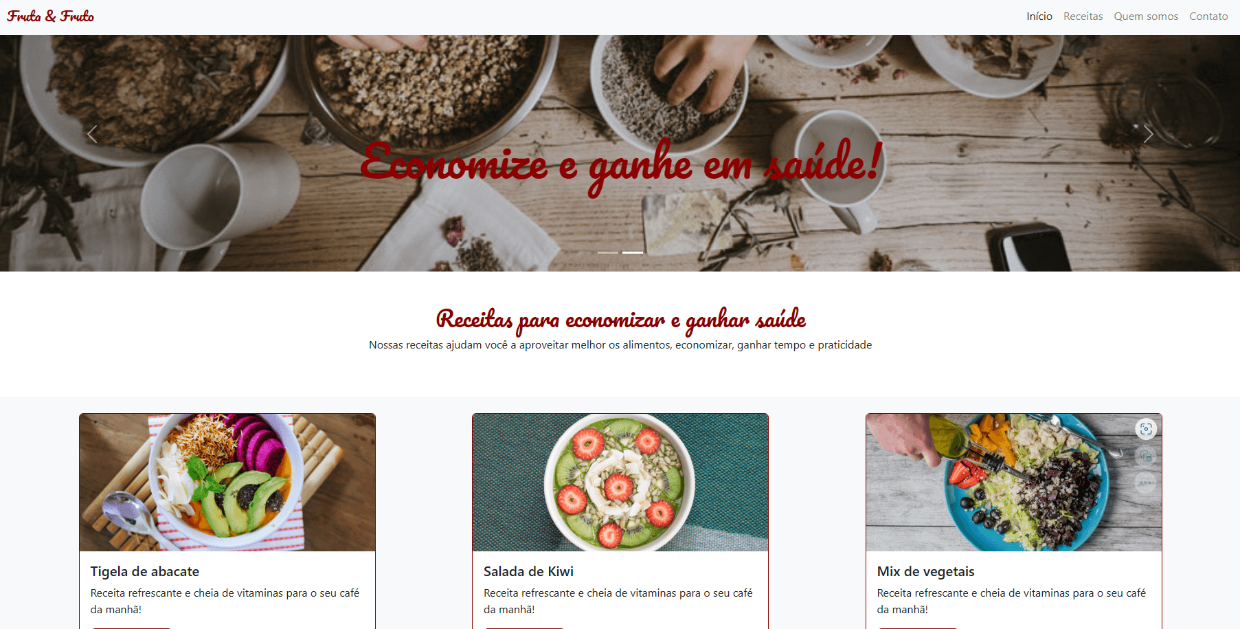 Imagem de exemplo de Projeto landing page. Loja Fruta e fruto